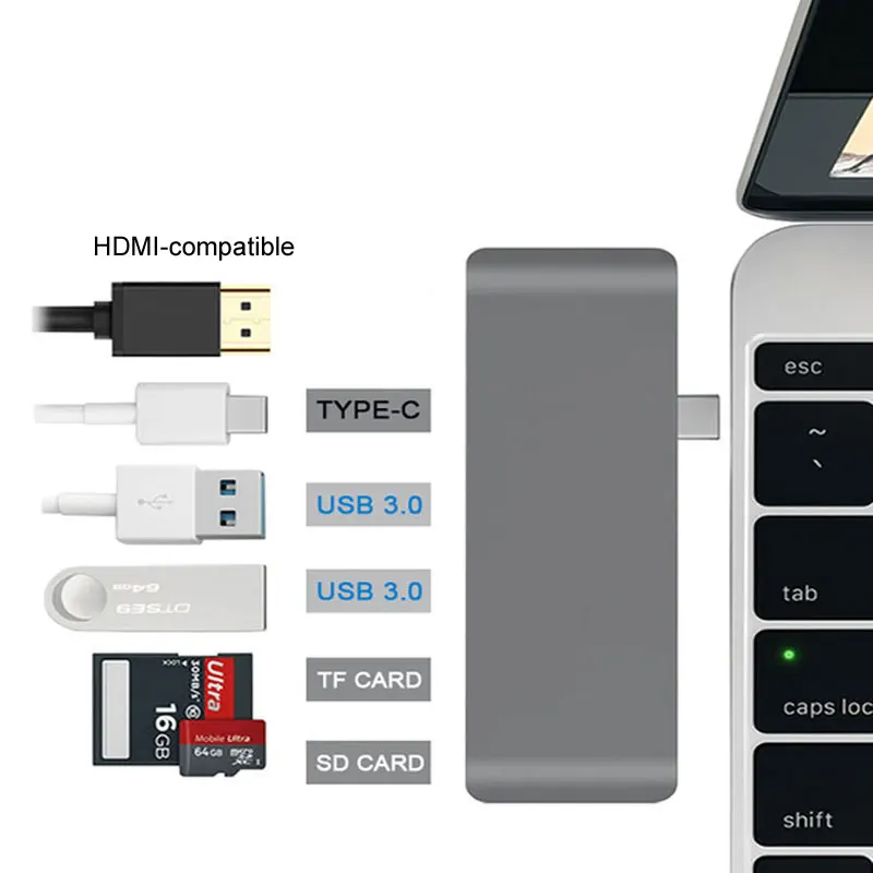 

Mosible Thunderbolt 3 USB C Hub HDMI-compatible with PD TF SD Card Reader 3.0 Hub USB C Dock for Macbook pro/Air USB-C OTG
