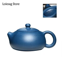 210ml classic yixing purple clay teapots raw ore azure mud xishi tea pot zisha ball hole filtration kettle tea ceremony supplies