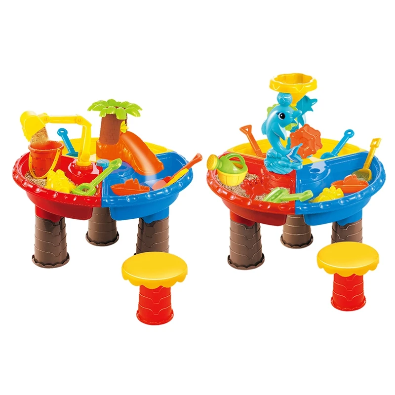 

Kids Sand Pit Set Sand & Water Table for Toddler Sandbox Activity Table Beach Toys for Sand Castles Water Play