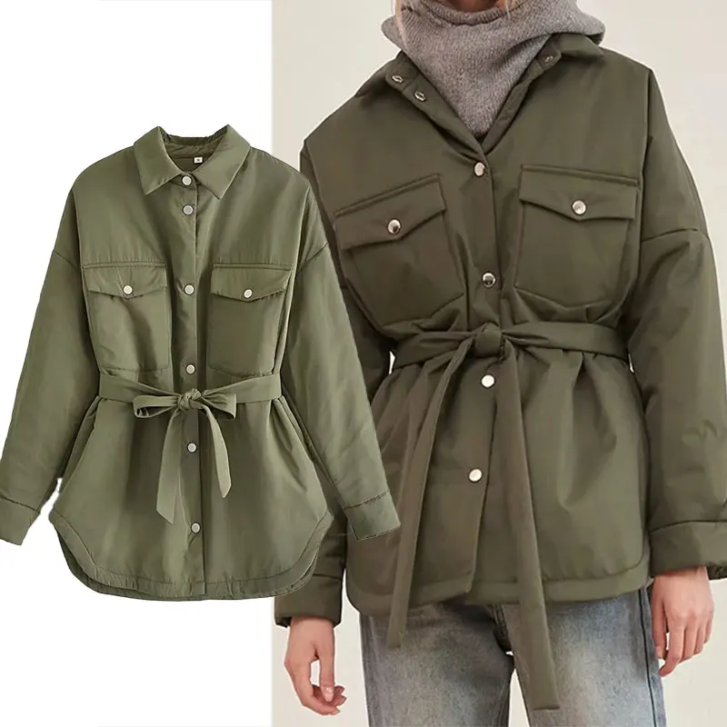 

Женская куртка 2021 осень зима с поясом Свободная верхняя одежда с длинными рукавами и карманами Топы женские повседневные пальто оверсайз уличная одежда