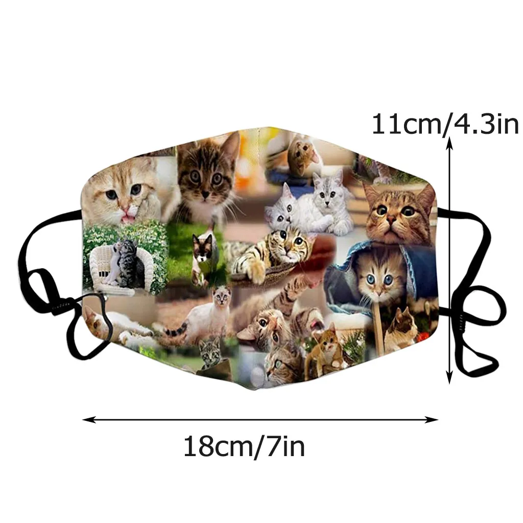 Мужская женская мужская маска для рта маски с принтом животных кошек