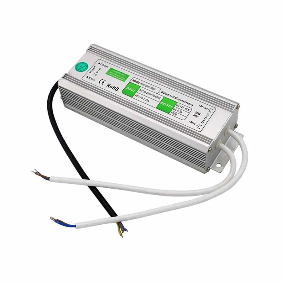 Водонепроницаемый IP67 Светодиодный драйвер Ac dc 12V/24V 10W 15W 20W 25W 30W 36W 45W 50W 60W 80W 100W 120W 150W