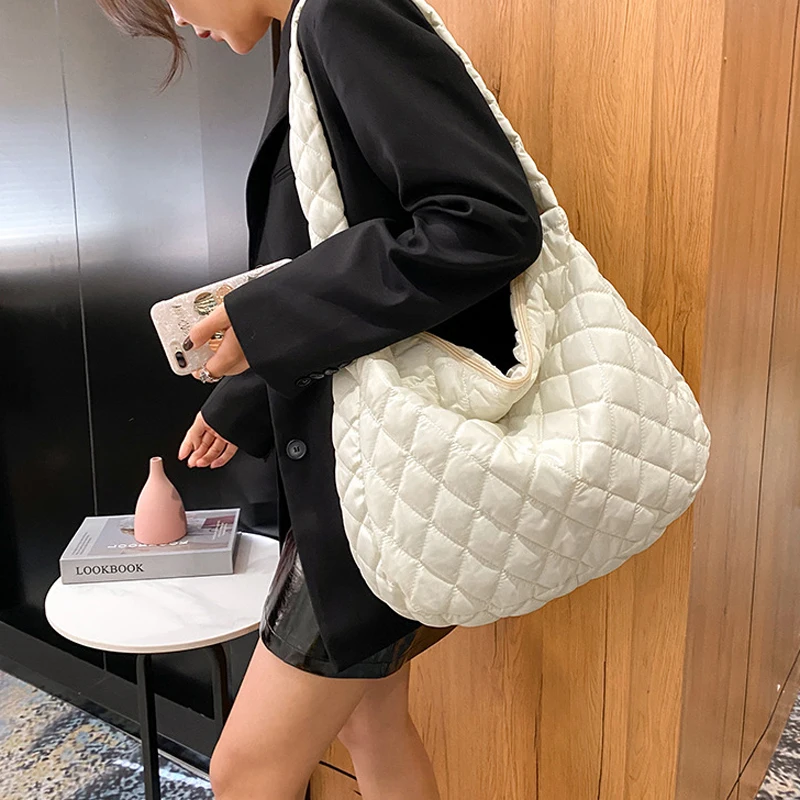 

Winter Warm Down Women's Shoulder Bag Quilted Female Crossbody Handbags Large Capacity Female Shopper Casual Tote Bags for Women