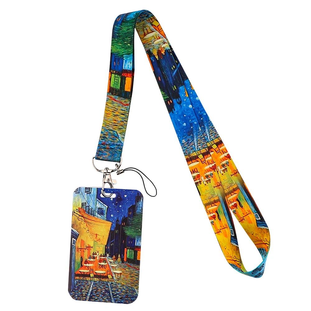 van gogh art vintage lanyard for keys chain id credit card cover pass mobile phone charm neck straps badge holder accessories free global shipping