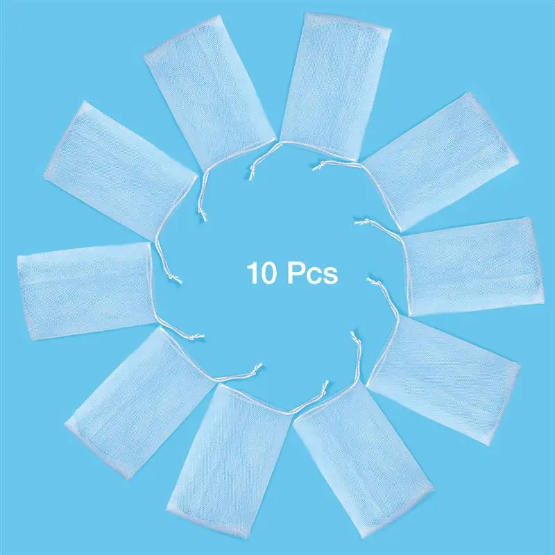 

10pcs Exfoliating Mesh Soap Saver Pouch Bubble Foam Net Handmade Soap Mesh Bag Body Facial Cleaning Tool