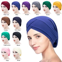 fashion bonnets multi functional milk silk headscarf hat european and american muslim bottom hat lady chemo cap head cap 492