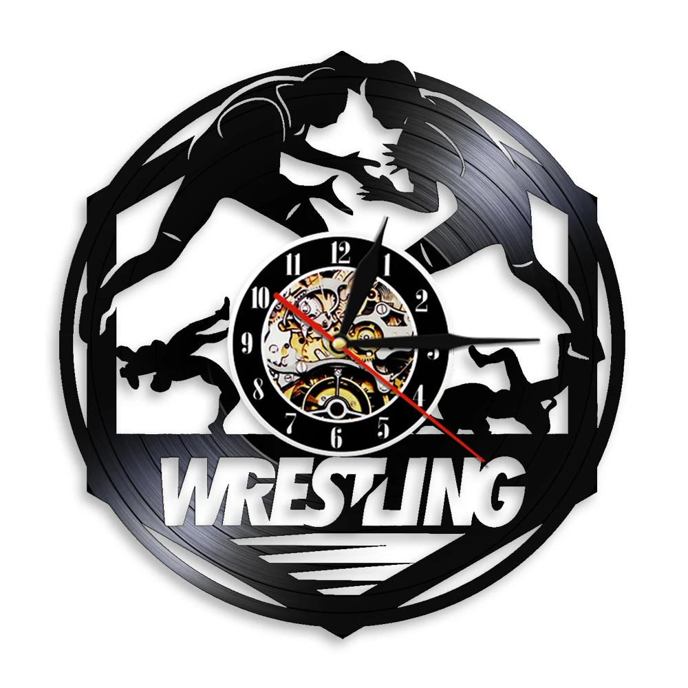 Professional Wrestling Vinyl Record Wall Clock For Wrestlers Living Room Bedroom Combat Sports Freestyle Fight Home Decor Clock