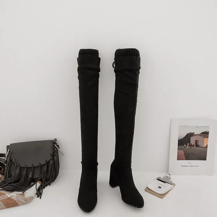 Высокие сапоги до бедра Ботфорты Сапоги выше колена Женские зимние Большие