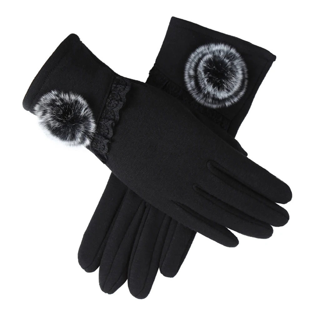 

Hot Winter Fashion Women Winter Floral Bowknot Touch Screen Warm Outdoor Cycling Gloves Stretch Knit Mittens Guantes