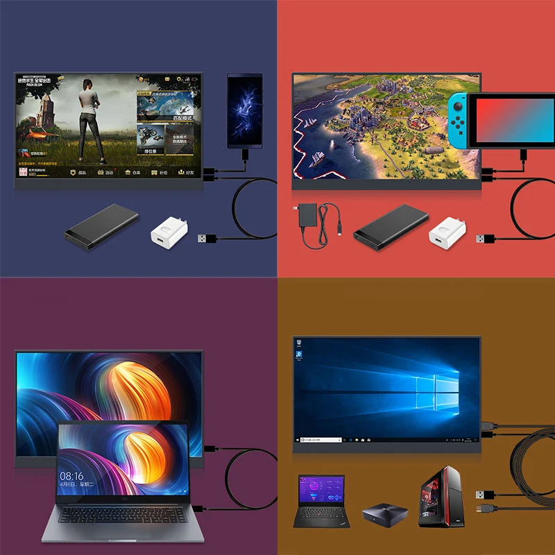 

15.6 Inch 1080P IPS LED Monitor for PS4 Nintendo Switch with Dual Mini HDMI Switch for Raspberry Pi Huawei