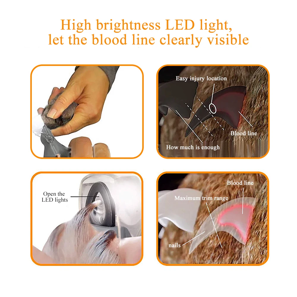 

Dog Nail Scissors Pet Nail Clippers Cutter Grooming Electric Claw Scissors Cat Dog Products With Led Light Claw Nail Scissors SD