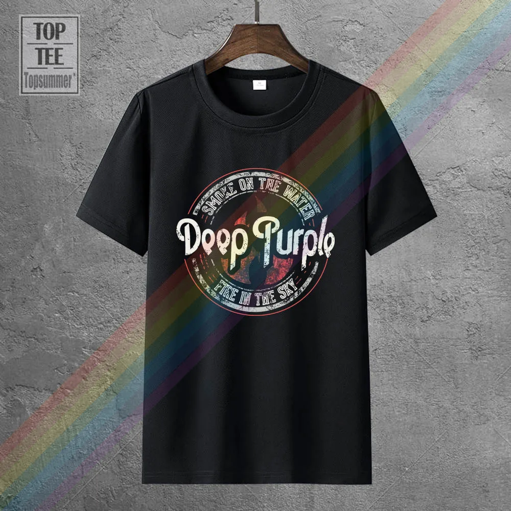 

Deep Purple Smoke On The Water T Shirt Mens Black Casual Wear Top Tee Shirt