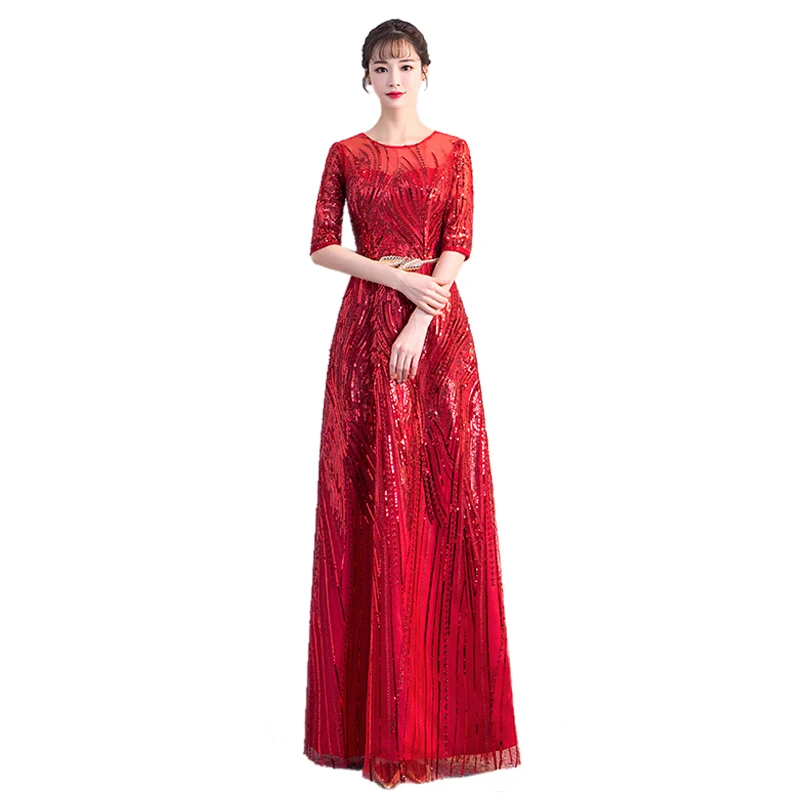 Женское длинное вечернее платье с блестками для торжества выпускного