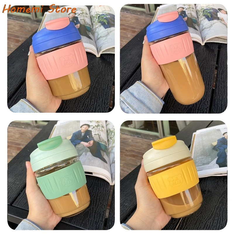 

Reusable Glass And Plastic Coffee Cup With Lid Portable Travel Mug With Non-Slip Sleeve BPA Free Safe Friendly Coffee Mug