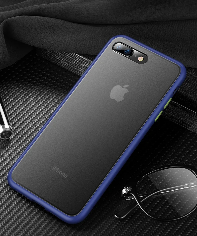 CAFELE чехол для телефона для iPhone 7, 8, 7 plus, 8 plus, PC, жесткая задняя крышка с силиконовым чехлом, чехол с мягкими краями, полупрозрачная задняя крышка для iPhone 7, 8 Plus
