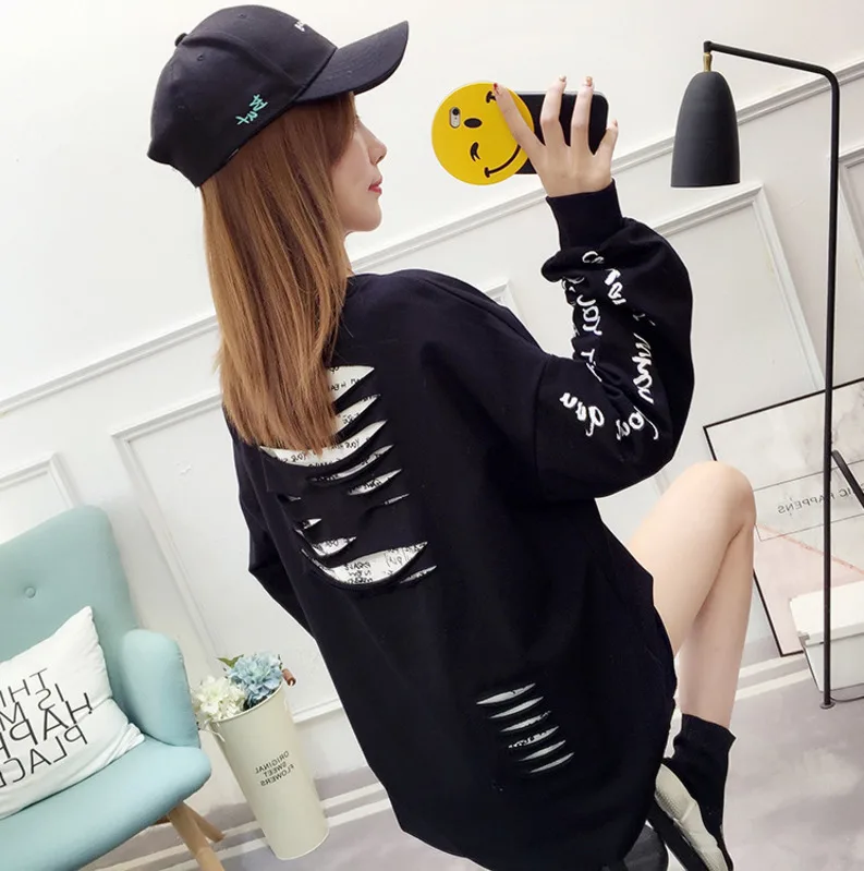 #1714 корейская мода для студентов Свободная Толстовка большого размера в стиле