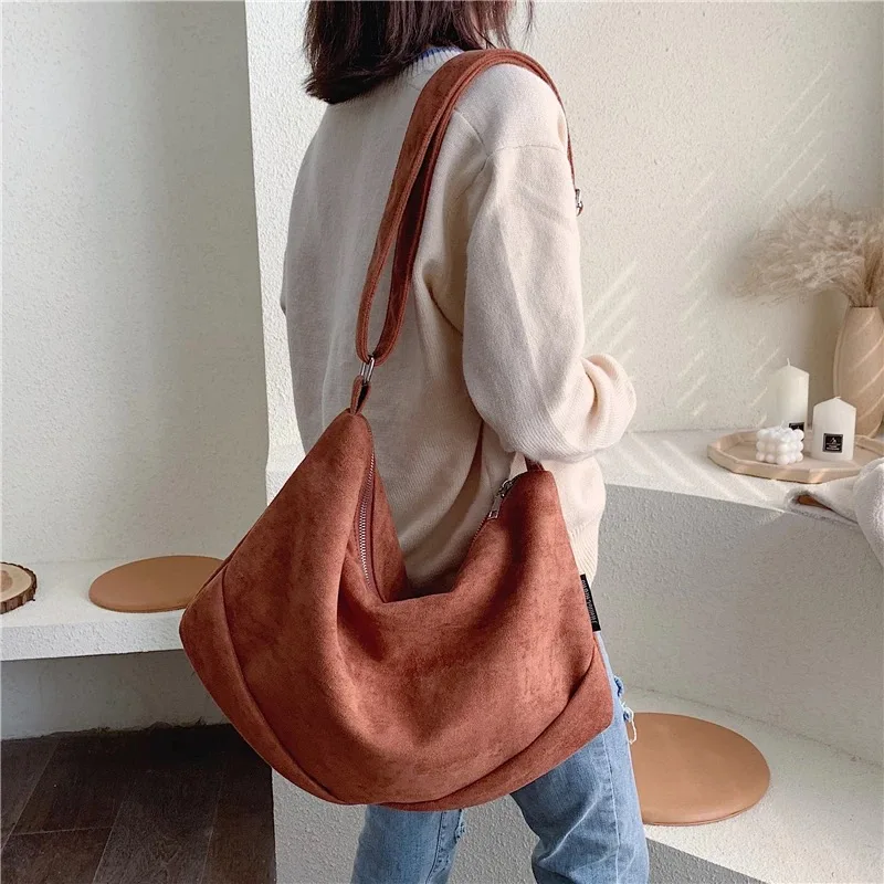 Новинка лета 2020 большие замшевые сумки через плечо в Корейском стиле для женщин