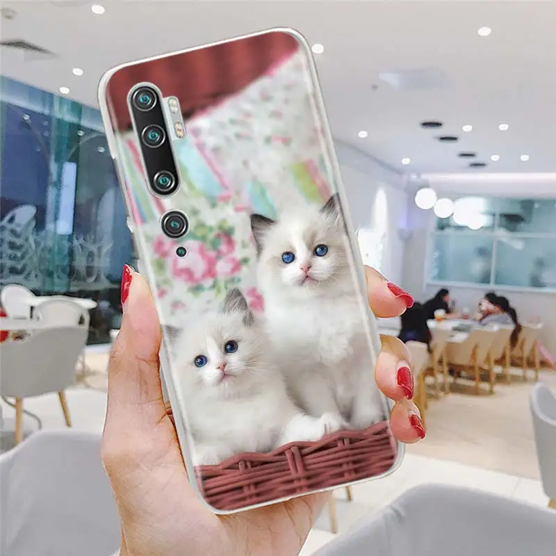 

Phone Case for Xiaomi Mi 9 10 Lite 9T CC9E Note 10 Pro Poco X2 F2 X2 M3 X3 NFC Hard Cover meow lovely cute cat kitty Cases