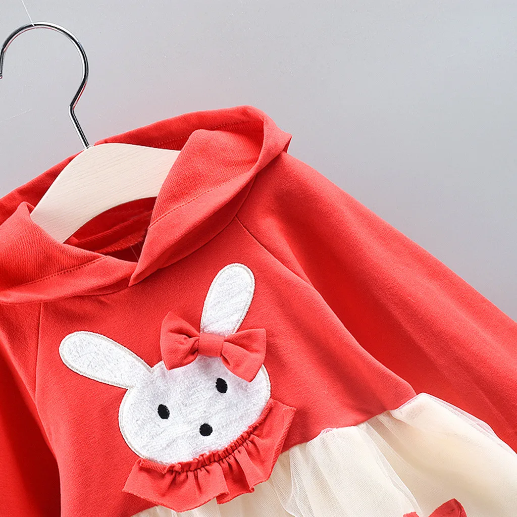 Kids Dresses For Girls Infant Baby Long Sleeve Cartoon Rabbit Princess Hoodie Tulle Dresse Clothes Meisjes Jurk 3M-18M | Детская одежда