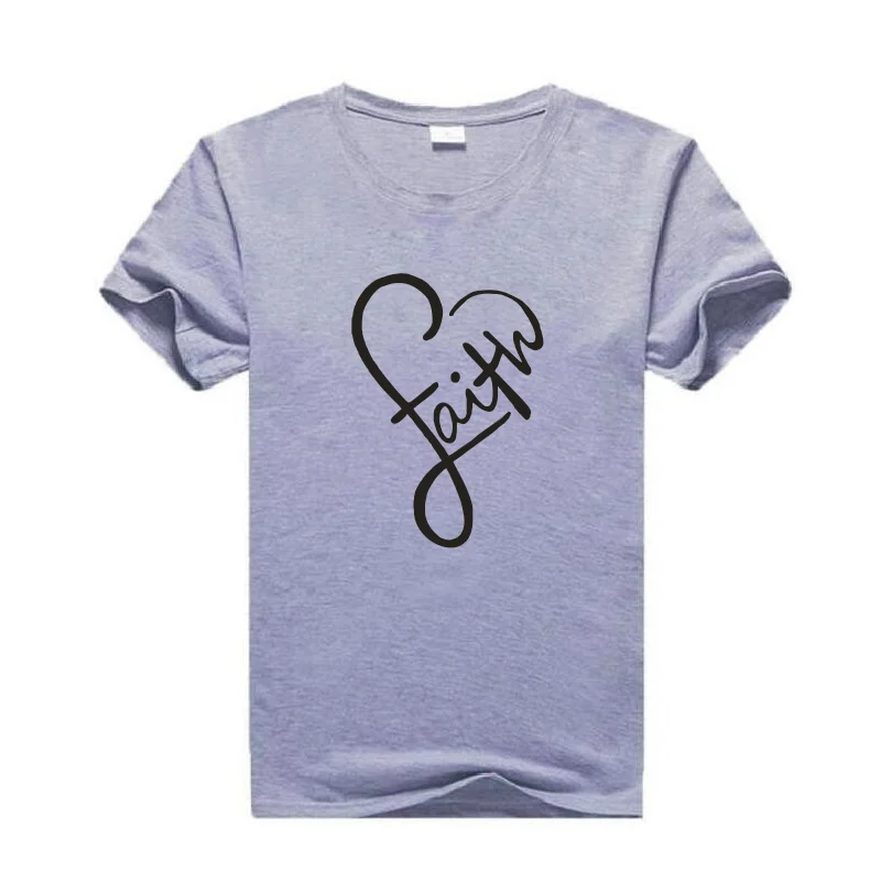 Футболка с принтом Faith женские топы повседневные Харадзюку хлопок коротким