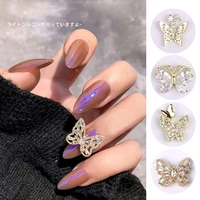 leamx butterfly charm a zircon stone alloy 3d nail art ornament luxury shiny crystal pendant jewelry manicure design accessories