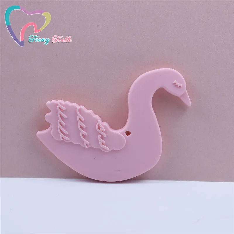 Candy Pink 1 шт. детский силиконовый Прорезыватель птичка с мультяшным животным лебедем, детский прорезыватель, Силиконовый грызунок, жевательные подвески для прорезывания зубов, подарок для малышей - Цвет: Candy Pink