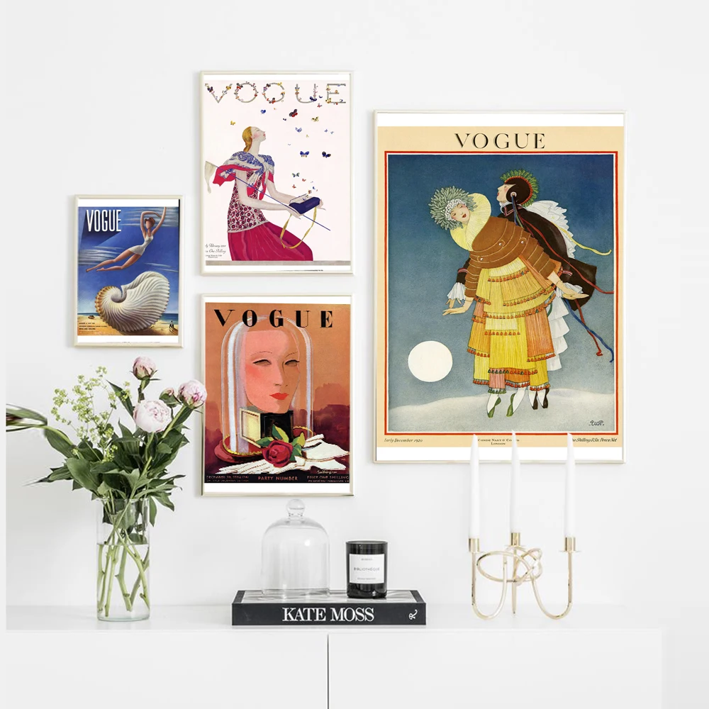 Современный холщовый постер VOGUE журнал Женская Живопись модное настенное