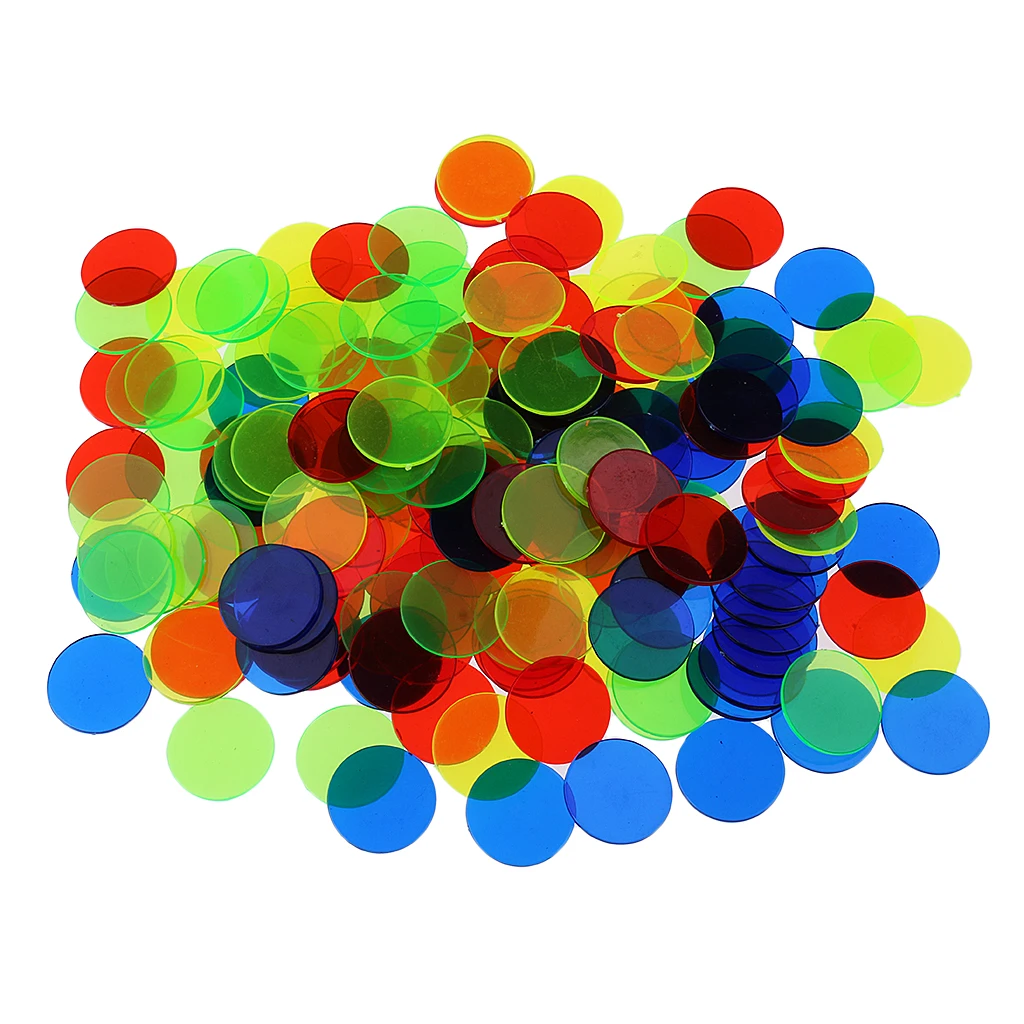 

100x Translucent Bingo Chips 3/4 Inch Poker Chips for Bingo Poker Board Game Cards Casino Accessory Novelty Toys Mixed Color