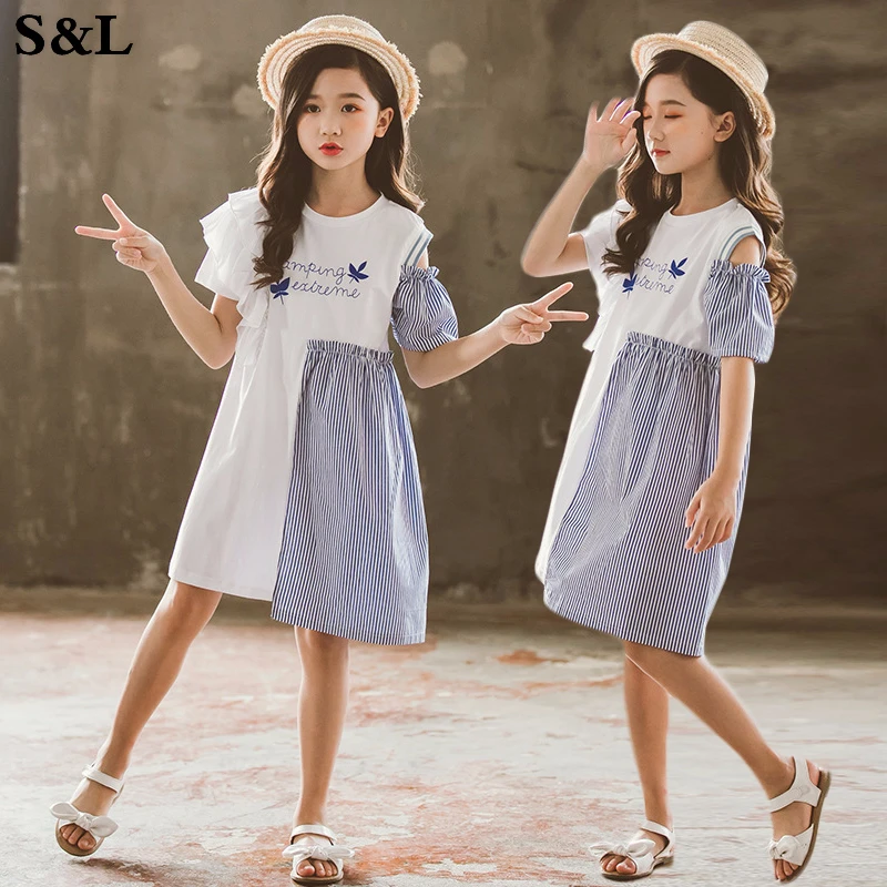 Sweet New Kids Fashion Children Korean Style Clothing Sleeveless Summer Dress Girls Striped Navy Wind Sling Vest | Детская одежда и