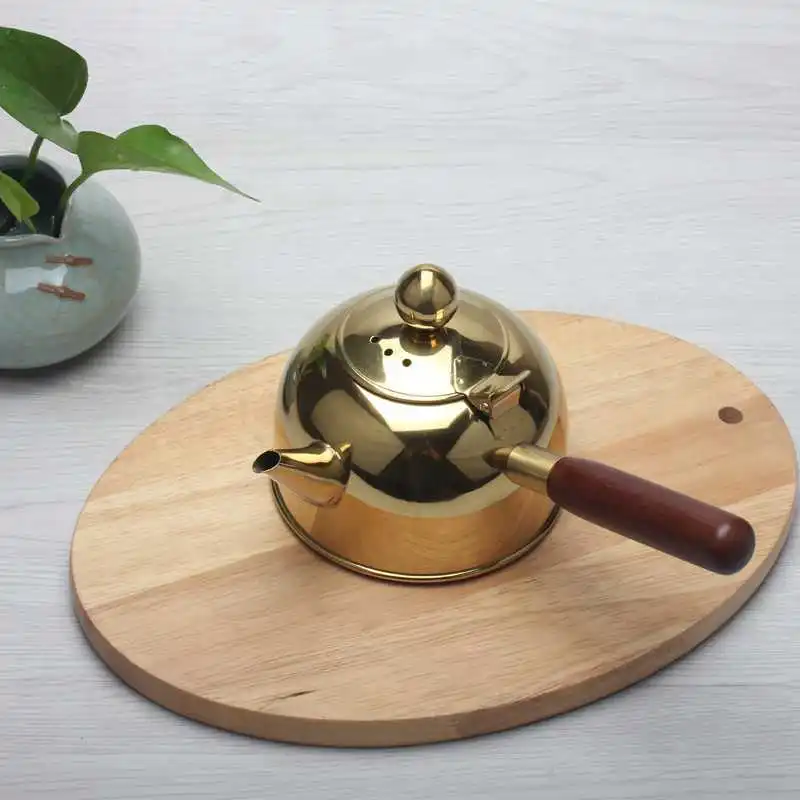 Чайник из нержавеющей стали с плоским дном боковая кастрюля чайник Kungfu чайная