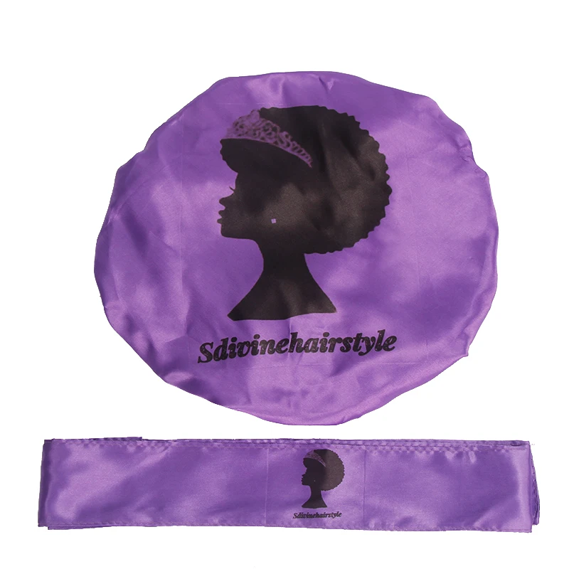 

Customized Logo Barber Wai cloth Women Satin Bonnet Frontal Wraps Caring Extention Wig Hairs Sleep Caps