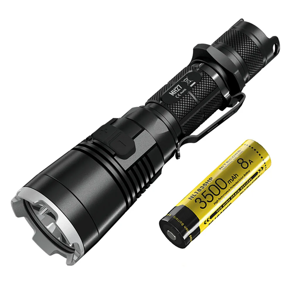 NITECORE MH27 тактический фонарь красный зеленый синий свет CREE XP-L HI V3 светодиодный Макс 1000 люмен дальность луча 462 м ручной фонарь - Испускаемый цвет: MH27 NL1835HP