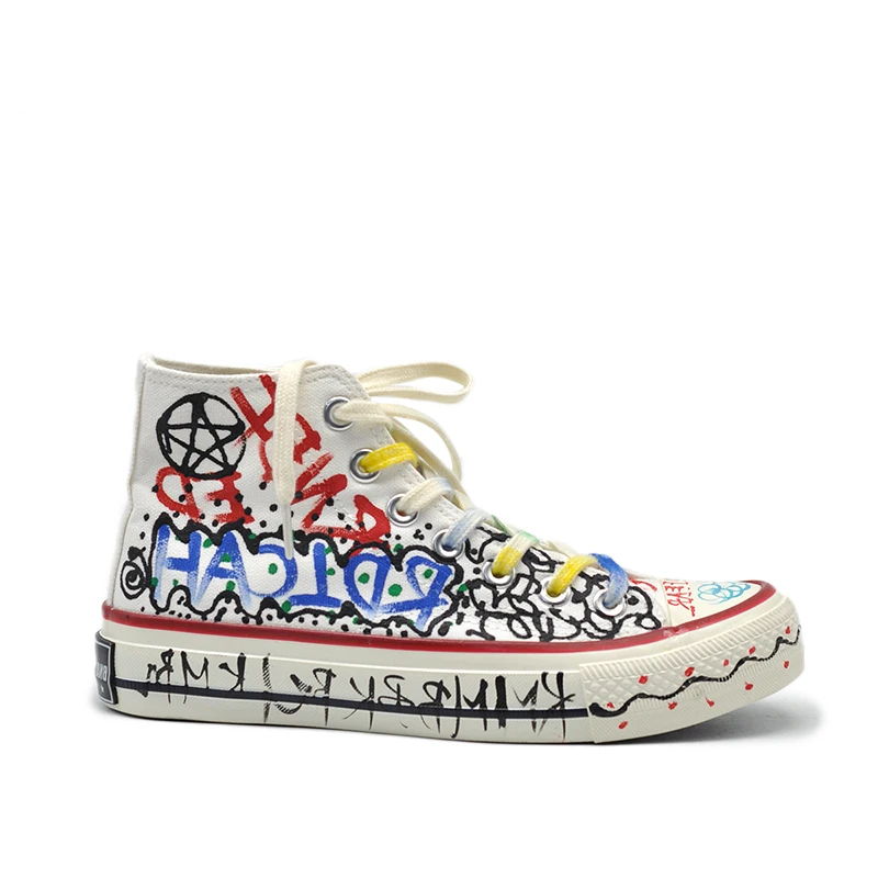 

Artmu Fashion Canvas Shoes Graffiti High Top Shoes Versatile Flats Lace Up Students Shoes Sport Boots Fashion 2020 New Style
