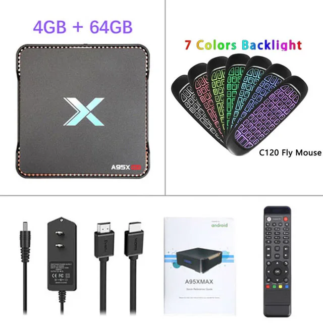 ТВ приставка Android 8,1 A95X MAX Amlogic S905X2 Четырехъядерный 4K Смарт ТВ приставка 2,4G& 5GHz двойной Wifi 1000M BT4.2 Запись видео медиаплеер - Цвет: 4GB 64GB C120B