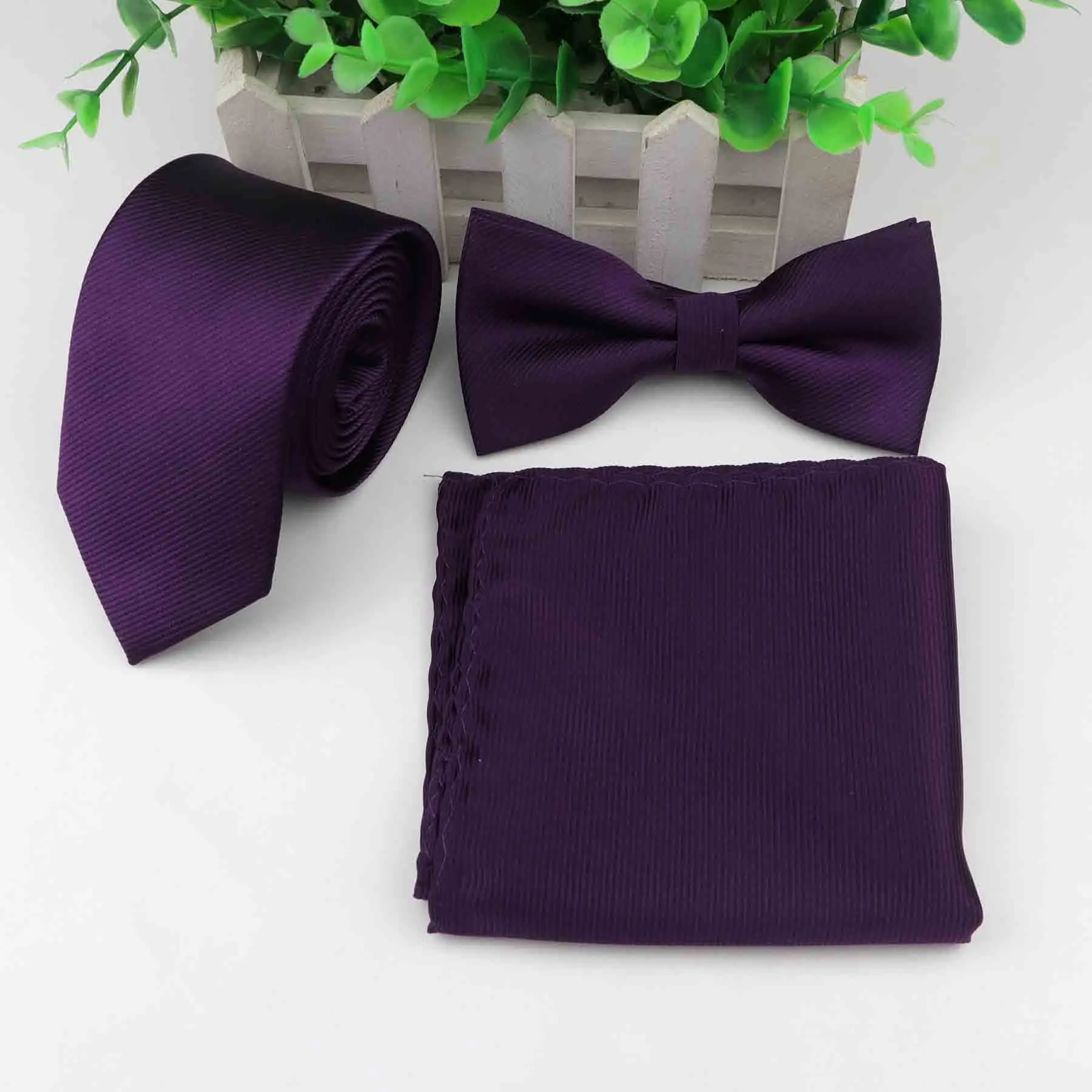 8 Strip Colorful Neck Tie Set For Men Slim Necktie Bowtie Handkerchief Suit Ties Cravat Butterfly Corbatas - Цвет: 8