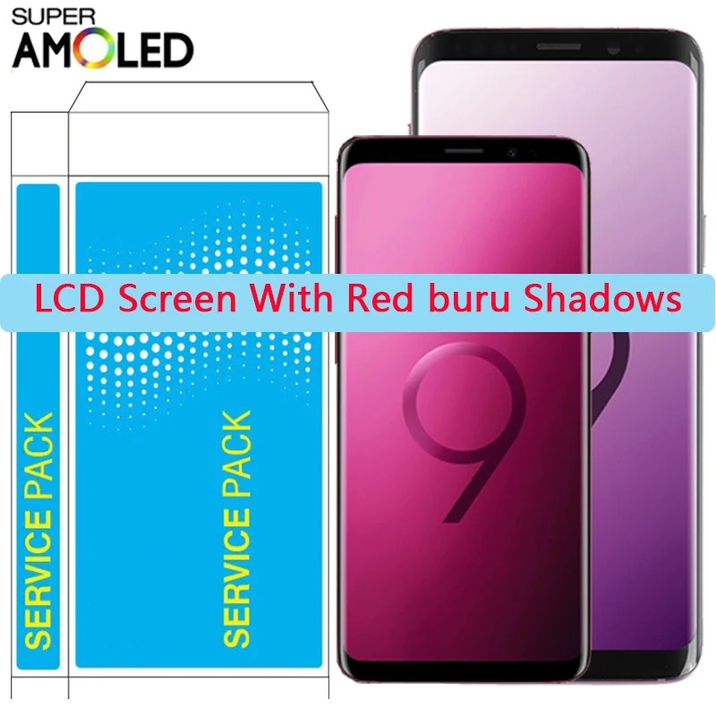 

ЖК-дисплей AMOLED S9 для Samsung S9 plus, ЖК-дисплей с сенсорным экраном, рамка для Galaxy S9 SM-G96O, G965, ЖК-дисплей с красными горящими тенями