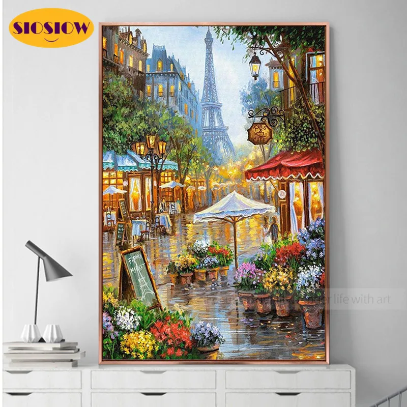 Алмазная живопись 5D сделай сам картина с изображением Эйфелевой башни пейзажа