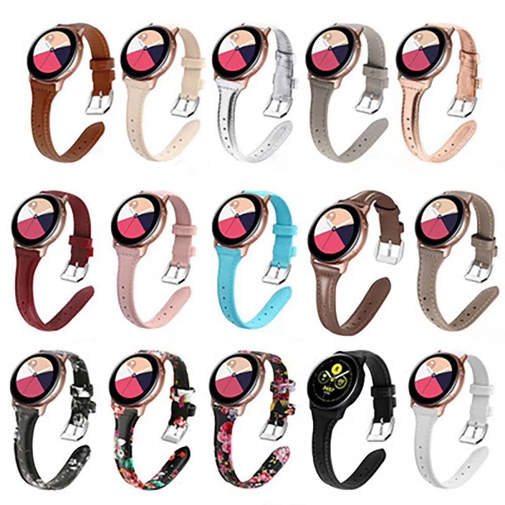 

Leather Watchband Soft Material Band Wrist Strap With Silver Color Stainless Steel Buckle For Samsung Galaxy smart watch strap