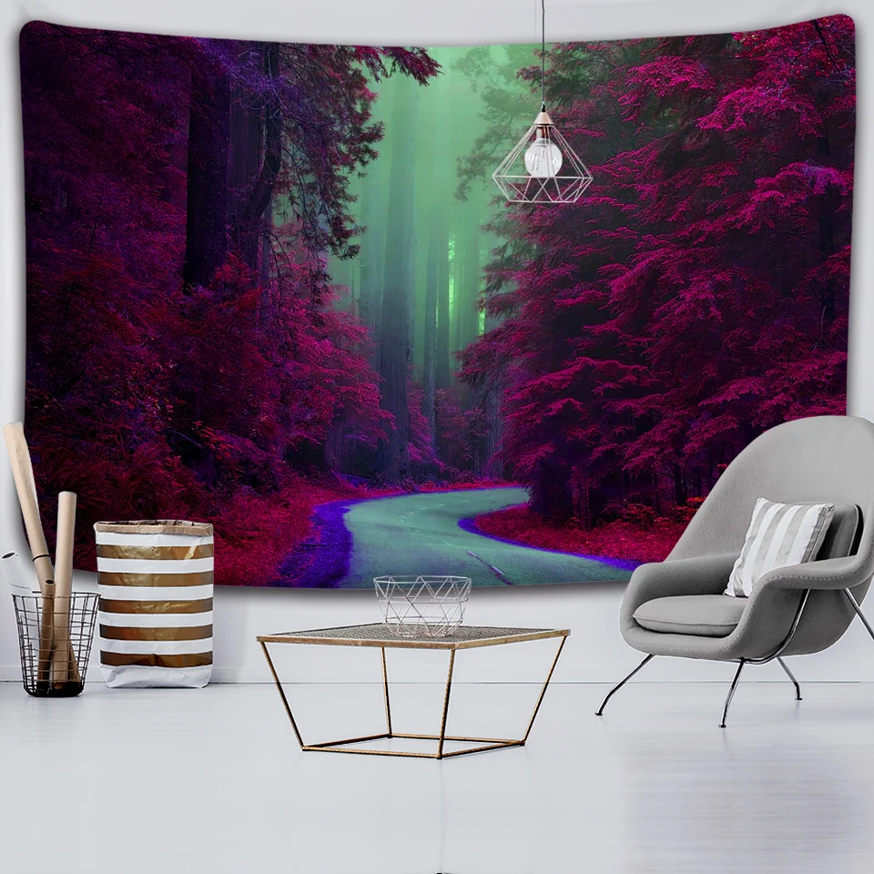 

Forest Plant Landscape Tapestry Natural Scenery Tapestry Wall Hanging Indian Throw Mandala Hippie Bedspread Bohemian Home Decor