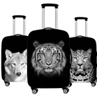 Черный, белый чехол с животными, Лев, тигр, чехол для дорожного костюма, аксессуары для путешествий, эластичный пылезащитный чехол для багажа
