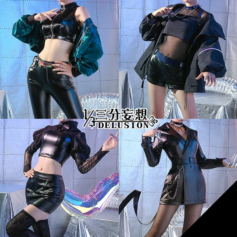 

2020 Game LOL KDA K/DA Ahri Akali Kaisa Evelynn Cosplay Costume PU Leather Uniform Halloween Suit For Women Outfit NEW