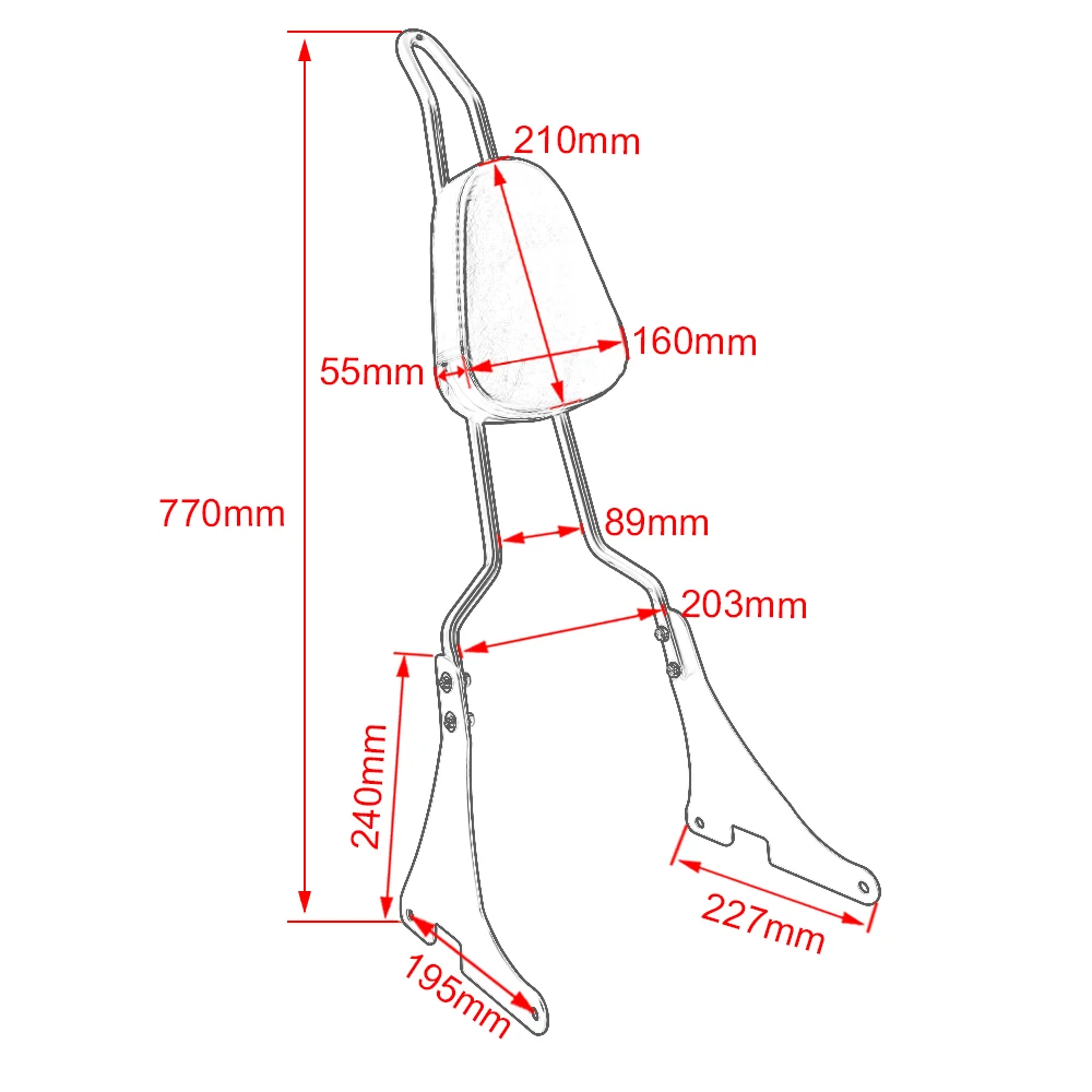 Черный съемный задний спинкарь для мотоцикла с подушкой для Harley Davidson XL883C 883R 1200R XLH883 1200 2004 года и новее.