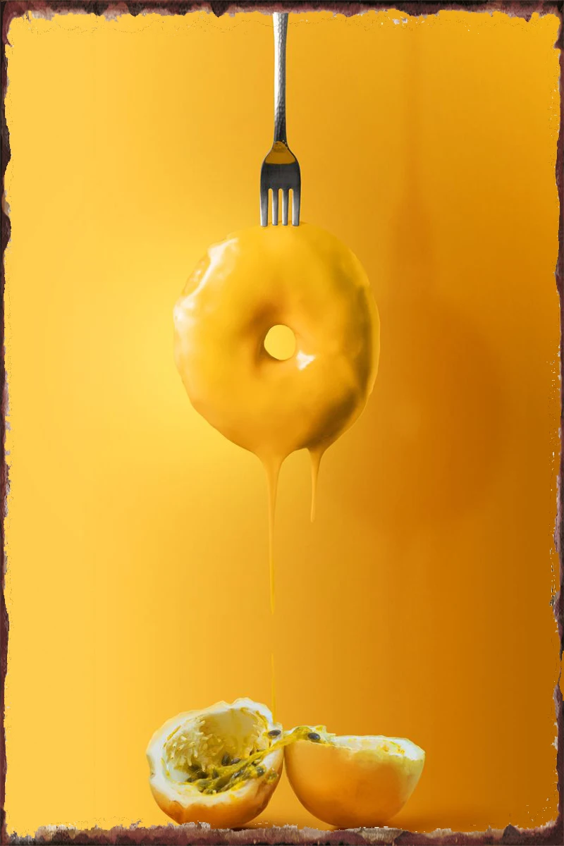 

Настенный декор «страстные фрукты» в виде пончика, украшение для комнаты, Ретро винтажный металлический знак, жестяные пластины для творче...