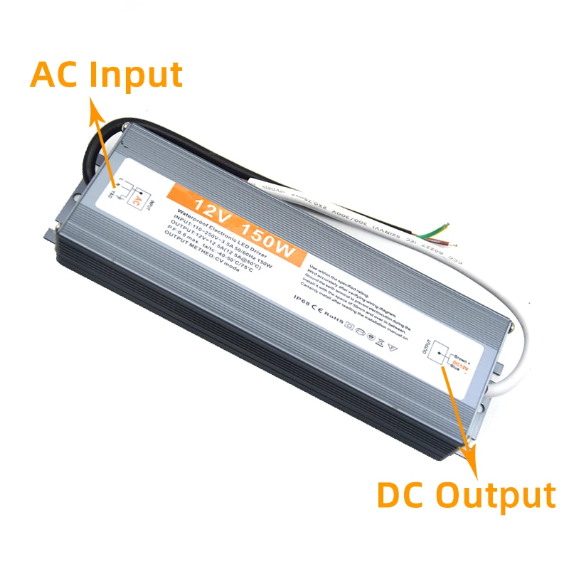 Водонепроницаемый трансформаторы AC 220V DC/DC 12 V 24V светодиодный драйвер Мощность