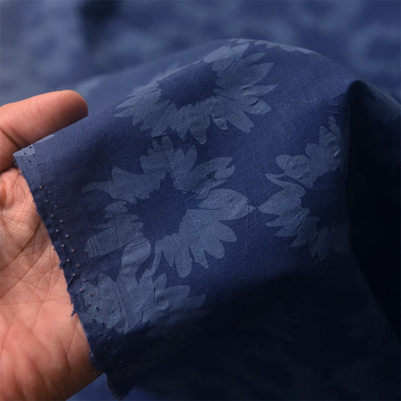 

Pure Cotton Fabric for Dresses Dark Blue Daisy Top Shirt Long Skirt Scarf Tablecloth Curtain Sewing DIY Handmade Patchwork