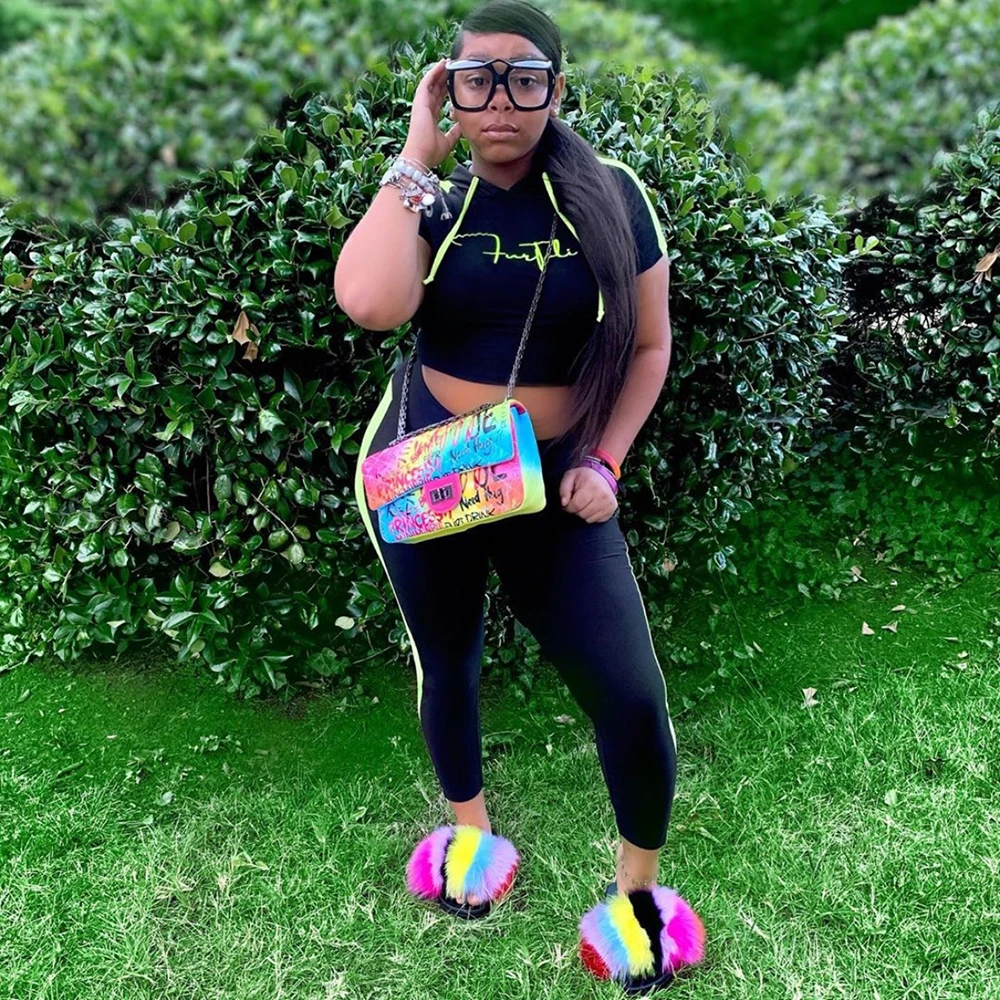 Новые летние пушистые тапочки из натурального Лисьего меха женские шлепанцы