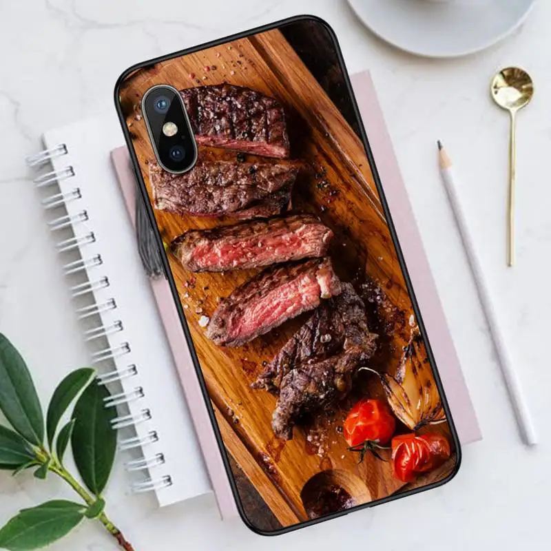 

steak delicious food Phone Cases for iPhone 11 12 pro XS MAX 8 7 6 6S Plus X 5S SE 2020 XR Luxury brand shell funda coque