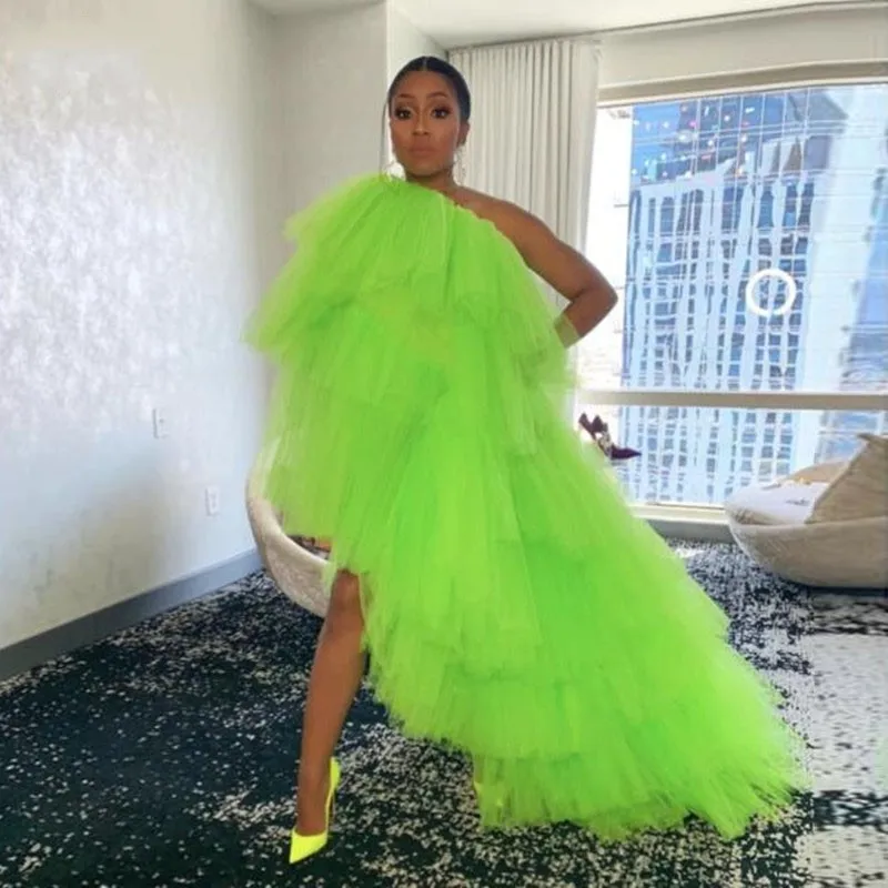 Пикантное Зеленое Длинное Платье на Одно Плечо для выпускного вечера новинка 2019