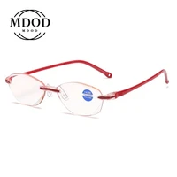 new anti blue reading glasses fashion womens frameless siamese ultra light old man reading glasses 1 0 to 4 0