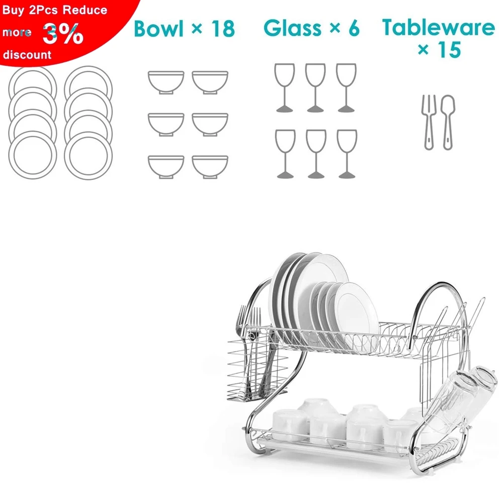 

2 Tier Drain Rack Home Kitchen Storage Shelf Drainer Dish Dripping Rack Tableware Storage Rack Cup Holder Cutting Board Holder